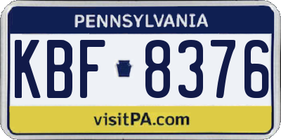 PA license plate KBF8376