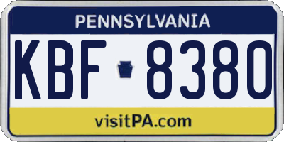 PA license plate KBF8380