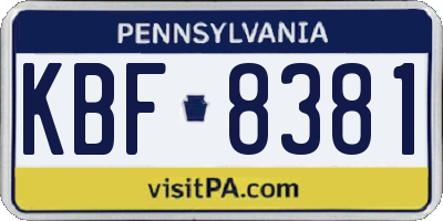 PA license plate KBF8381