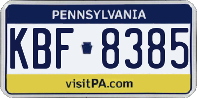 PA license plate KBF8385