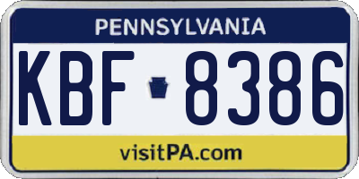 PA license plate KBF8386