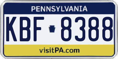 PA license plate KBF8388
