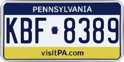 PA license plate KBF8389