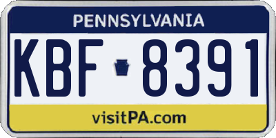 PA license plate KBF8391