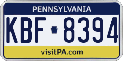 PA license plate KBF8394