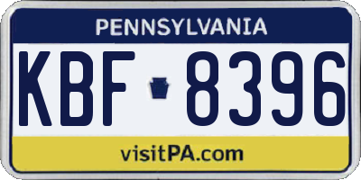 PA license plate KBF8396