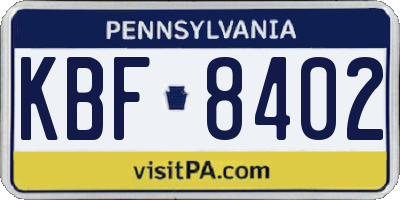 PA license plate KBF8402