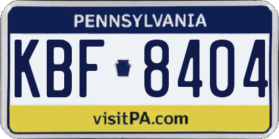 PA license plate KBF8404