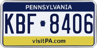 PA license plate KBF8406