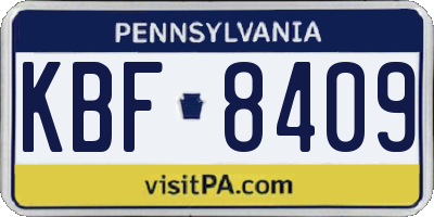 PA license plate KBF8409