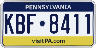 PA license plate KBF8411