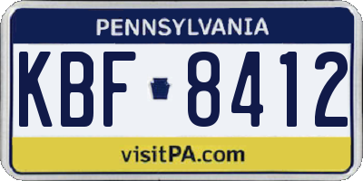 PA license plate KBF8412