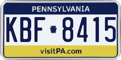 PA license plate KBF8415