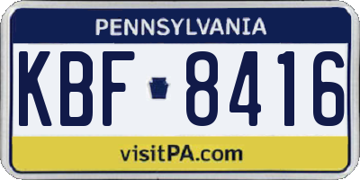 PA license plate KBF8416