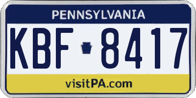 PA license plate KBF8417