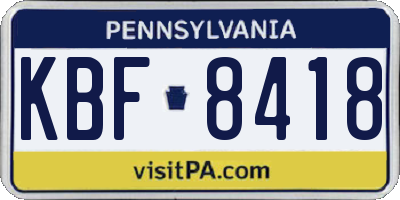 PA license plate KBF8418