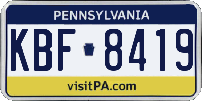 PA license plate KBF8419