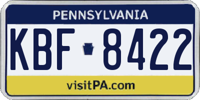 PA license plate KBF8422
