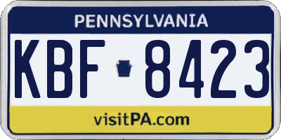 PA license plate KBF8423