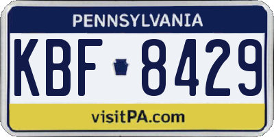 PA license plate KBF8429