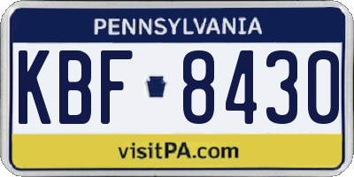 PA license plate KBF8430