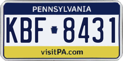 PA license plate KBF8431