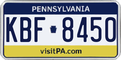 PA license plate KBF8450
