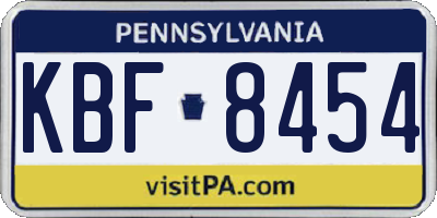 PA license plate KBF8454
