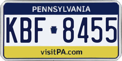 PA license plate KBF8455