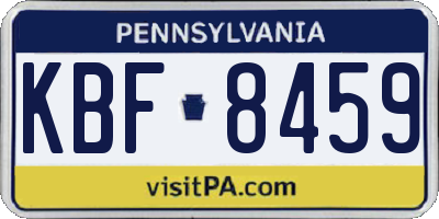 PA license plate KBF8459