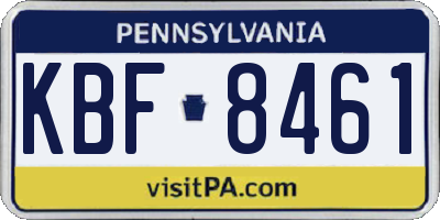 PA license plate KBF8461