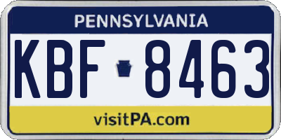 PA license plate KBF8463