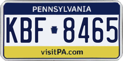 PA license plate KBF8465