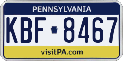 PA license plate KBF8467