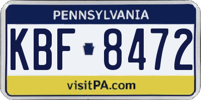 PA license plate KBF8472