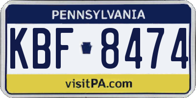 PA license plate KBF8474