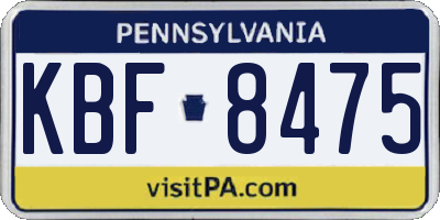 PA license plate KBF8475