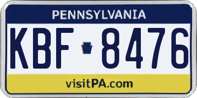 PA license plate KBF8476