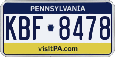 PA license plate KBF8478
