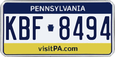 PA license plate KBF8494