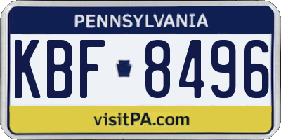 PA license plate KBF8496