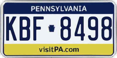 PA license plate KBF8498