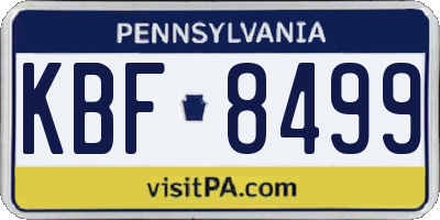 PA license plate KBF8499