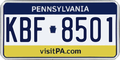 PA license plate KBF8501
