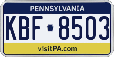 PA license plate KBF8503