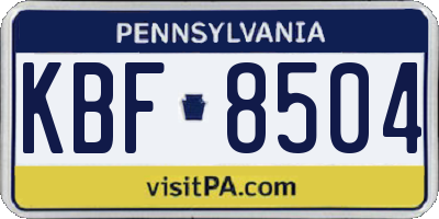 PA license plate KBF8504
