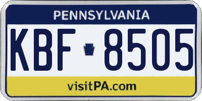 PA license plate KBF8505