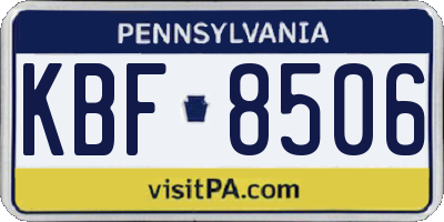 PA license plate KBF8506