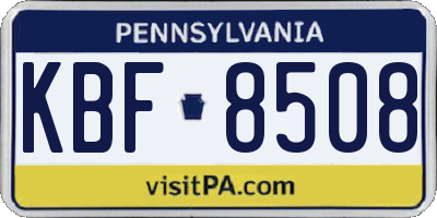PA license plate KBF8508