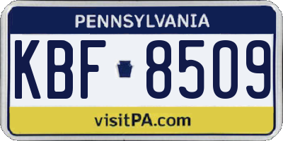 PA license plate KBF8509